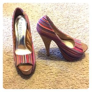DEREON peeptoe platform pumps